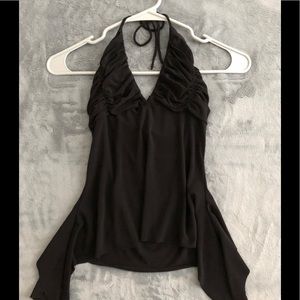 Ruffled & Sculpted Black Top